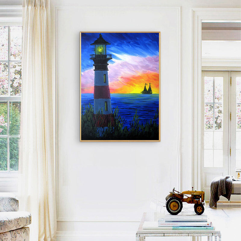 Evening Lighthouse Oil Paint By Numbers DIY Handpainted Canvas Home Decorations