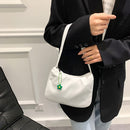 Women Purse Pure Color Underarm Bag Female Casual Shoulder Handbag (White)