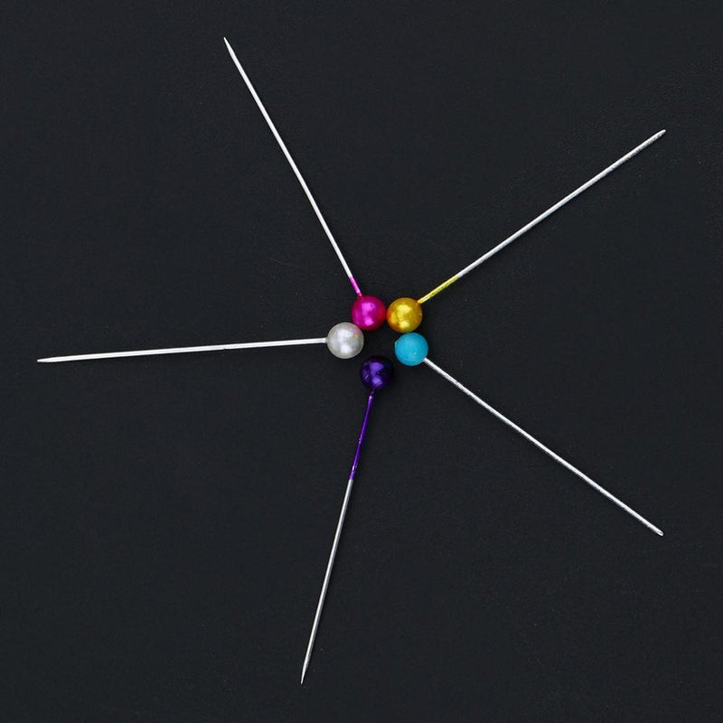 100pcs 4cm sewing head pin round straight bead needles stainless steel + PVC multicolor N