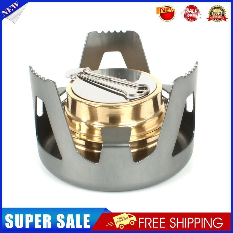 Portable Mini Alcohol Stove Burning w/ Stand Camping Cooking Furnace (Gray)