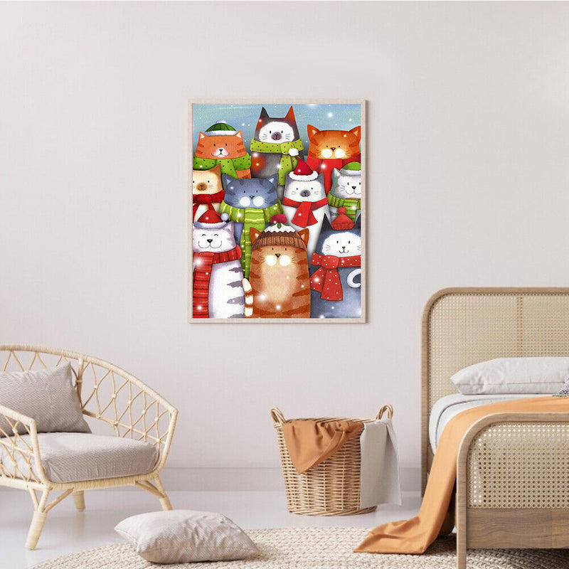 5D DIY Full Round Drill Diamond Painting Cat Scarf Animal for Decor Art Handmade