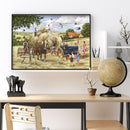 5D DIY Full Round Drill Diamond Paint Horse Cart Mosaic Rhinestone Art Picture