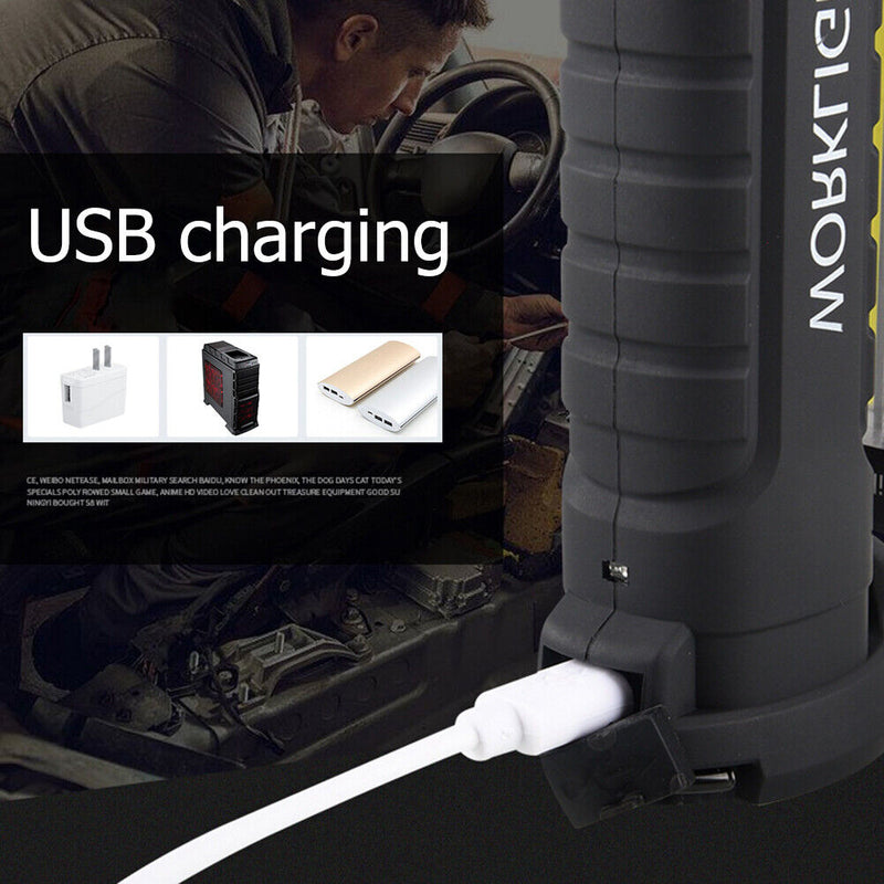 Portable COB Flashlight Rechargeable Work Camping Torch Folding Night Lightin