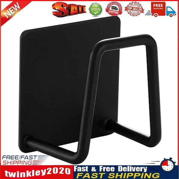 Stainless Steel Sink Sponges Holder Adhesive Drain Drying Rack (Black) Newly