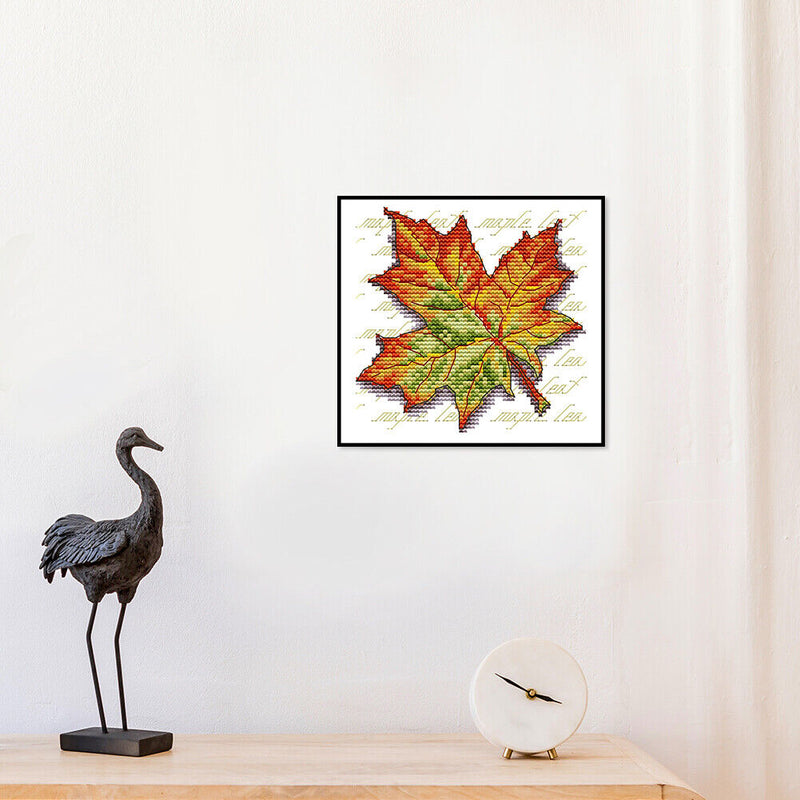 14CT Partial Cross Stitch Maple Leaf Counted DIY Kits Handmade Cotton Embroidery