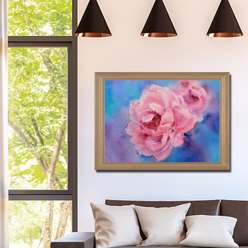 Pink Peony Oil Paint By Numbers DIY Handpainted on Canvas Wall Art Gift Unf