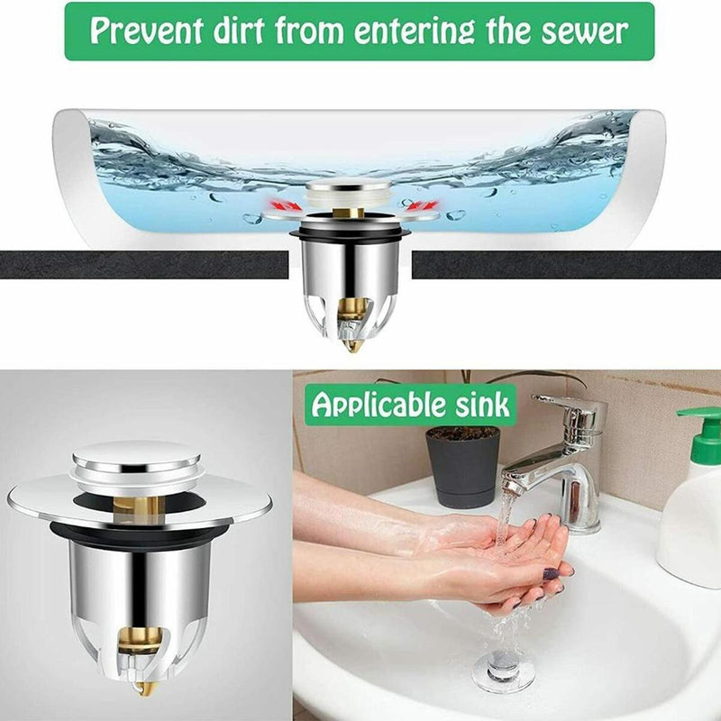 Anti-Clogging Popping Core Sewer Universal Bathroom Sink Stopper Wash Drainer`