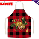 Christmas Bells Plaid Printed Linen Apron Home Cleaning Pinafore Baking Aprons