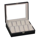 10 Grids Leather Watch Storage Box Jewelry Bracelet Display Organizer Rings Case