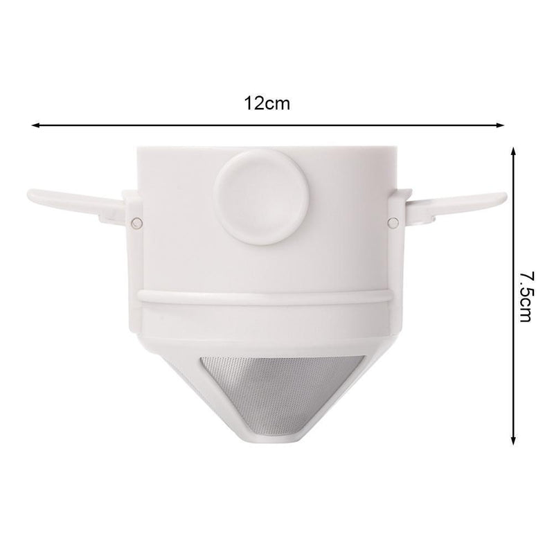 Stainless Steel Folding Coffee Filter with Brush Coffee Dripper (White)
