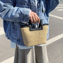 Korean Straw Totes Bag Women Retro Shoulder Bag Summer Beach Woven Handbag Purse