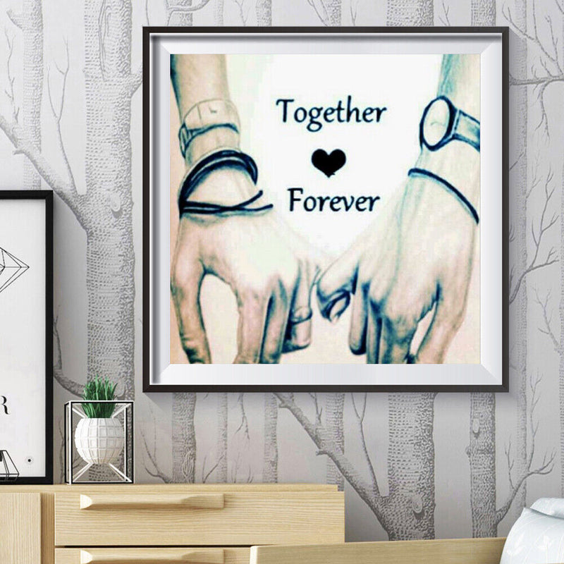 Full Round 5D DIY Diamond Painting Lovers Hold Hands Embroidery Cross Stitch Kit
