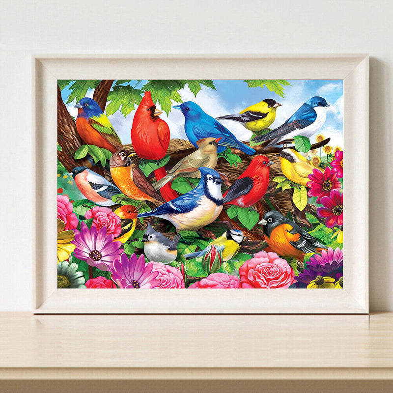 DIY Bird Flower Oil Paint by Numbers Kit Drawing on Canvas Pictures Home Deco