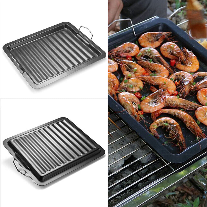 Kitchen Baking Plate Frying Pan Rectangle Non-stick Grill Cookware BBQ Tray