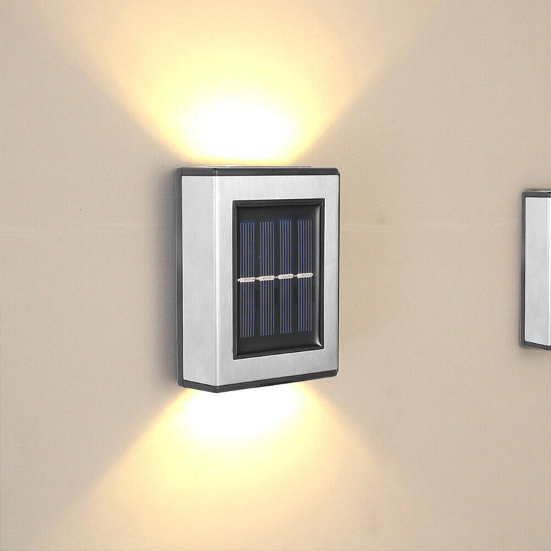 2pcs LED Solar Lights Wall-Mounted Waterproof Garden Lamps (Warm Light)