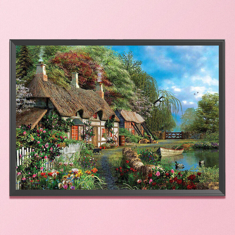 DIY Country House Full Embroidery Kit Counted Cross Stitch Craft Art Home Decor