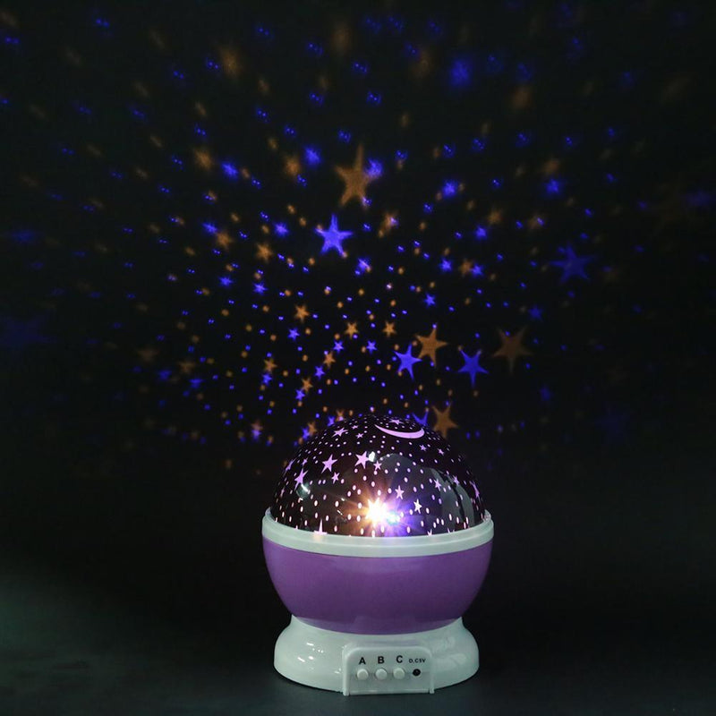 Rotating Projector Starry Night Lamp Projection LED Lights Xmas Gift(Purple