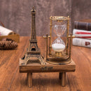 Wooden Desktop Eiffel Tower Sand Timer Brush Teeth Clock Hourglass Timer