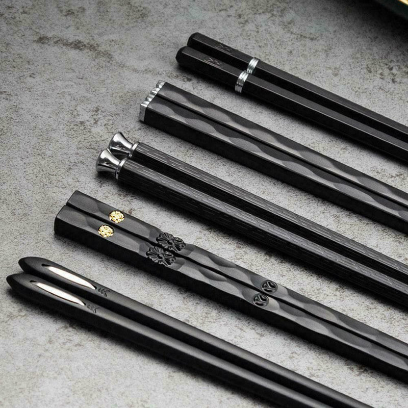 5 Pairs Alloy Steel Chopsticks Chinese Metal Sticks Chopstick Circular E1Y7