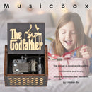 Retro Black Hand Cranked Music Box Wood Kid Child Birthday Gift Home Decor Newly