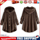 Pure Color Hoodies Overcoat Irregular Coat Women Loose Outwear (Coffee 2XL)