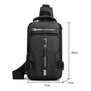 Fashion Men Crossbody Bags USB Charging Port Messenger Pouch Zipper Sports Purse