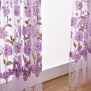 Peony Flower Offset Printing Curtain Yarn Tulle Curtain for Decor(Purple)