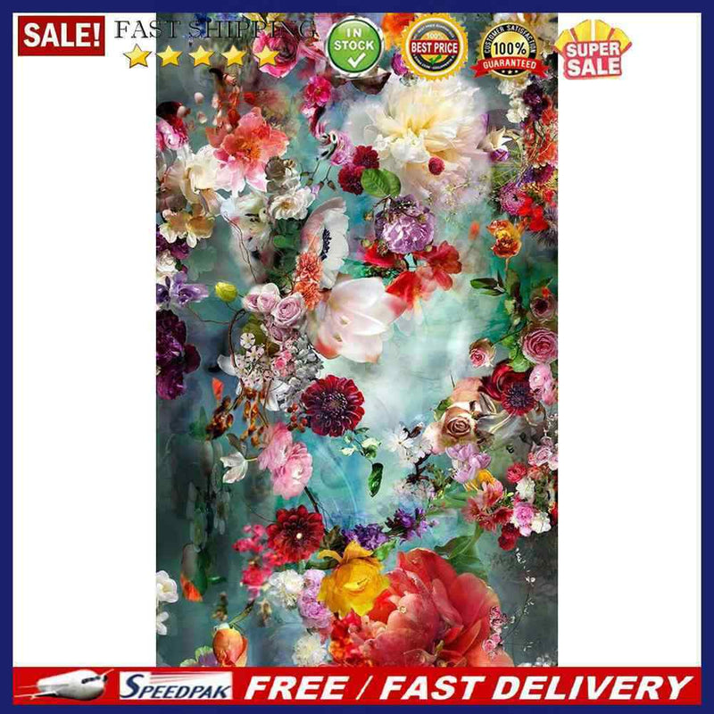 DIY Full Round Diamond Painting Flowers Bloom Picture Rhinestone Mosaic Han