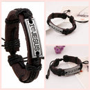 Alloy Wrap Leather Cuff Bangle Religious Bracelet Wristband "I Love JESUS"