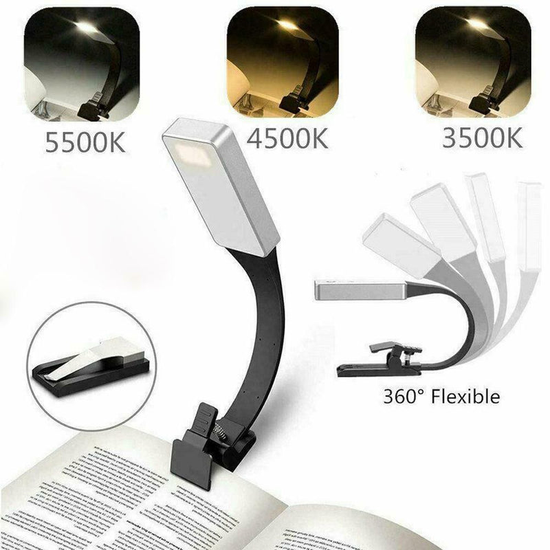 USB Rechargeable LED Book Light Flexible Clip On Book Light Lamp Night 1 Z4D0