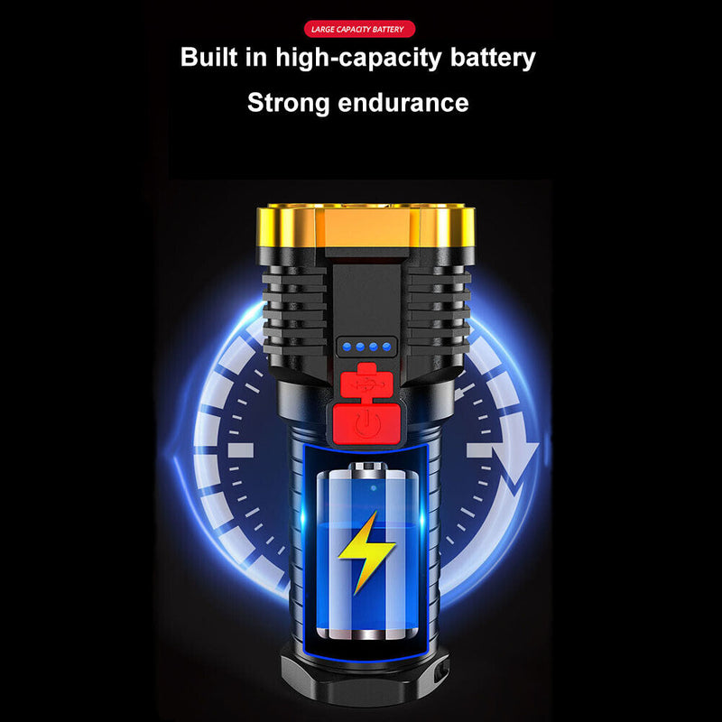 P7900 Super Bright Flashlight Portable Rechargeable Waterproof Spotlight La