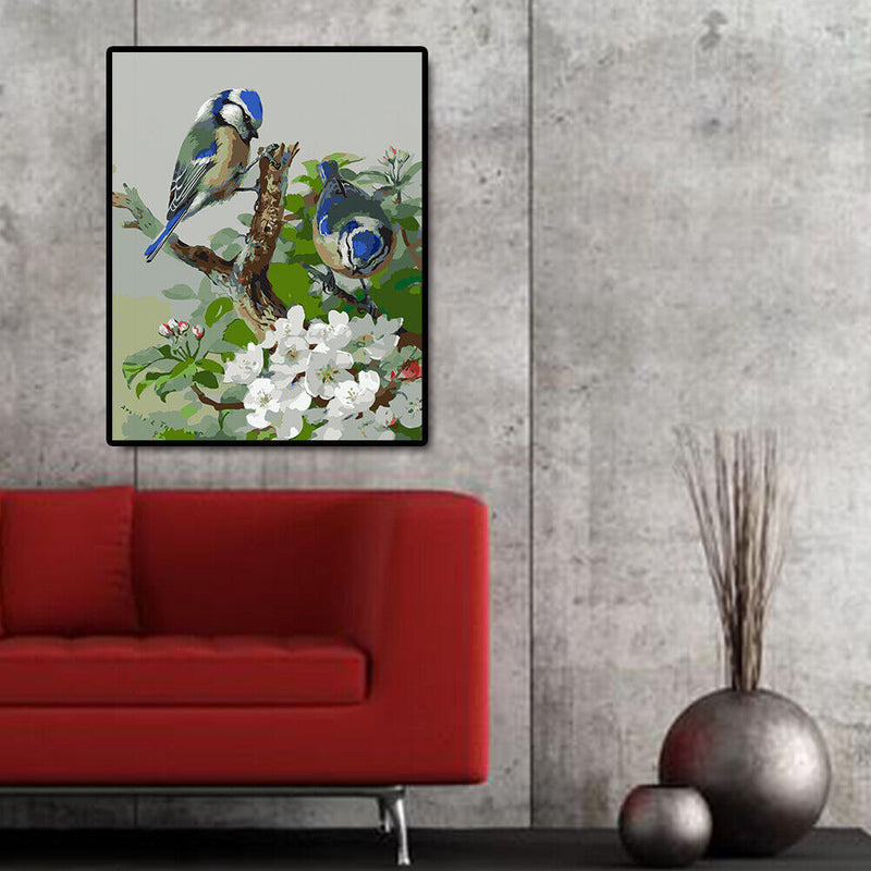 40x50cm Coloring Painting Canvas Drawing Two Blue Birds Digital Coding Picture