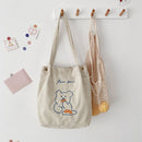 Fashion Shoulder Handbag for Women Bear Print Corduroy Top-handle Bag Satchel