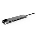 8 in 1 USB C Hub 100m Ethernet Port Adapter for Macbook Notebook Laptop Com