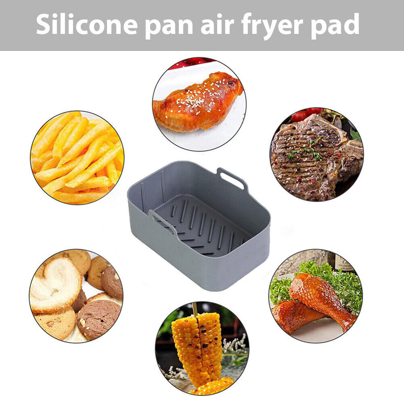 Silicone Air Fryer Liner Oven Baking Fryer Pot Basket Mat for 8QT (Grey) Newly