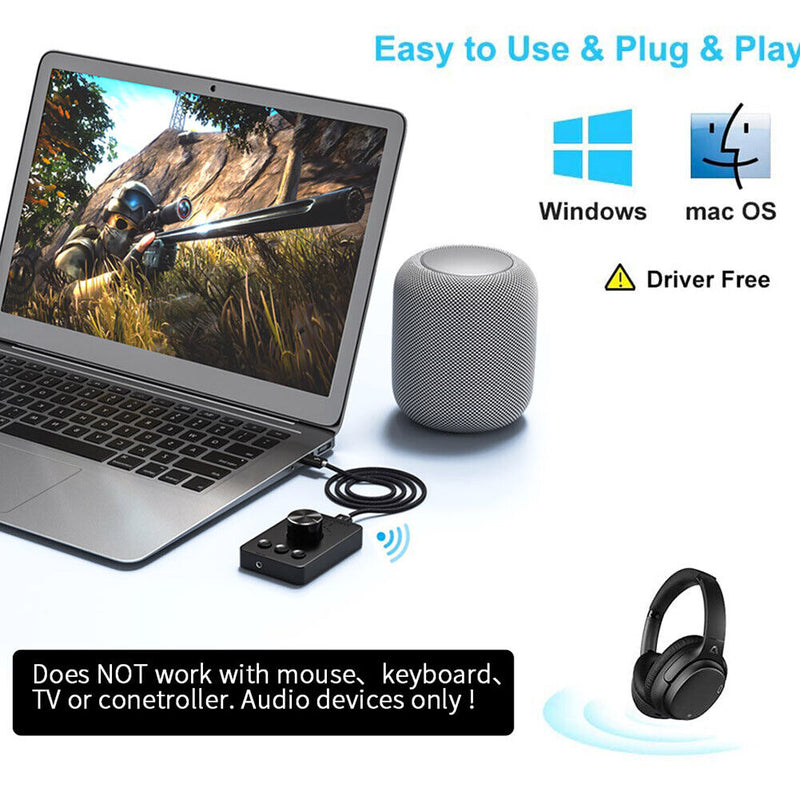 Bluetooth Compatible 5.1 USB External PC Computer Volume Controller with Cable