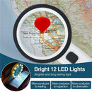 Reading Handheld Seniors Magnifier With LED Illuminated Magnifying Glass 30X