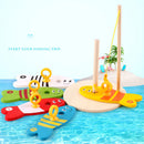 Kids Boys Girls Wooden Column Blocks Fishing Toys Set Children Fish Game Gift