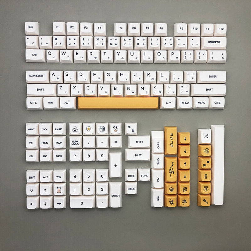 PBT Keycap for MX Switch Mechanical Keyboard Accessory (Bee Milk Japanese)