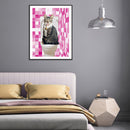 5D DIY Diamond Painting Pink Mosaic Cat Full Round Drill Mosaic Kit Wall Pi
