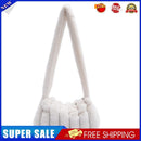 Women Soft Warm Plush Heart Pattern Handbag Zipper Armpit Bag (B White)