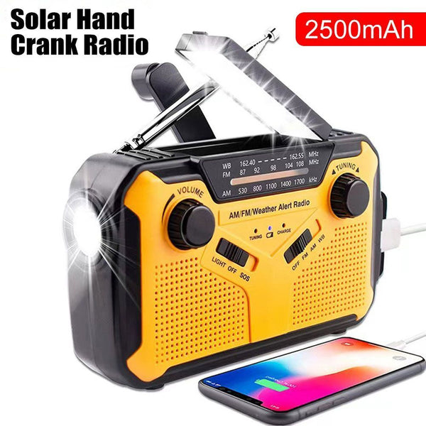 Weather Radio Hand Crank 2500mAh Power Bank Emergency Radio Solar Charging