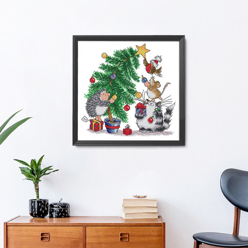 Christmas Cross Stitch Kits 14CT Stamped Embroidery DIY Crafts (C357 Gift)