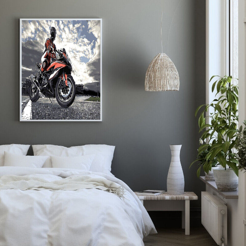 Motor Man Canvas Painted Oil Paint By Numbers Wall Art Modern DIY Bedroom Decor