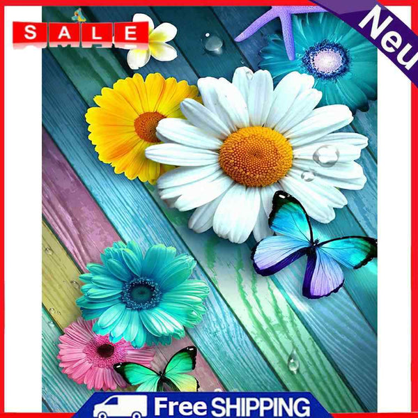 Oil Paint by Numbers Flower Butterfly Canvas Artwork Living Room Picture Decor