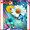 Oil Paint by Numbers Flower Butterfly Canvas Artwork Living Room Picture Decor