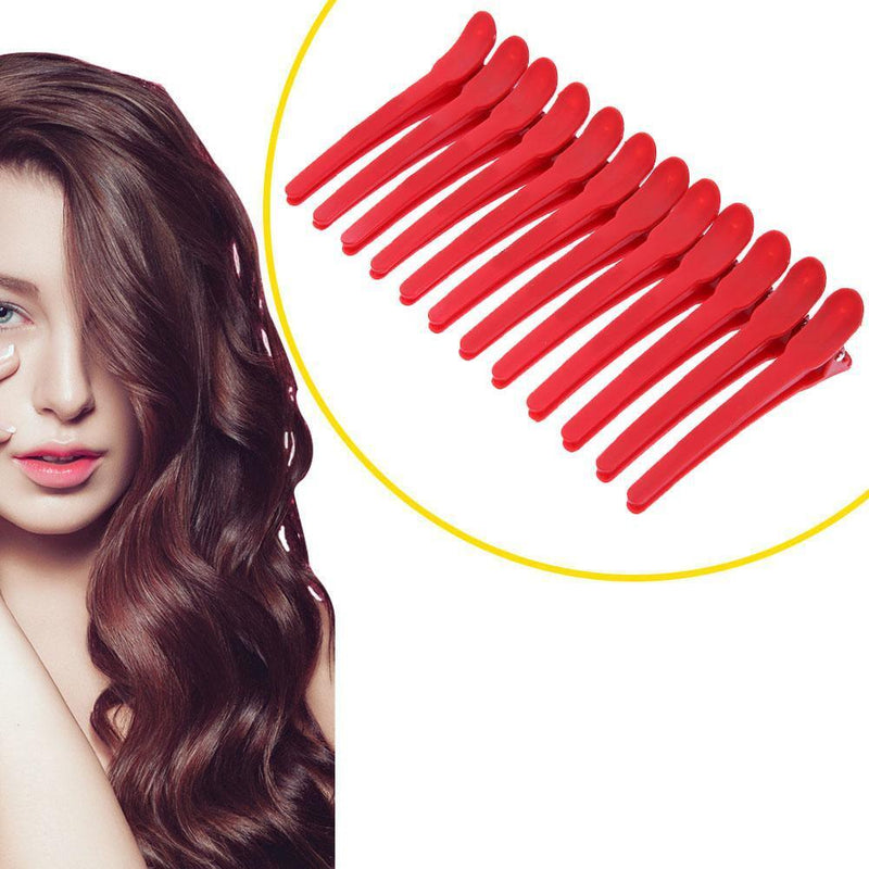 12pcs Hairdressing Sectioning Clamps Clips Salon Hair Styling Tools(Red)