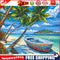 Painting By Numbers Kit DIY Sea Boat Canvas Oil Picture Home Wall Artworks