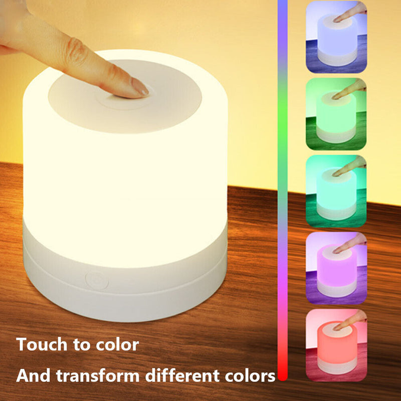 LED Night Light 7 Colors USB Bedside Living Room Table Lamp (Remote White) Newly