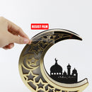 Wooden Hollow ?Moon Mosque Lights Ramadan Festival Desktop Ornament Decorat